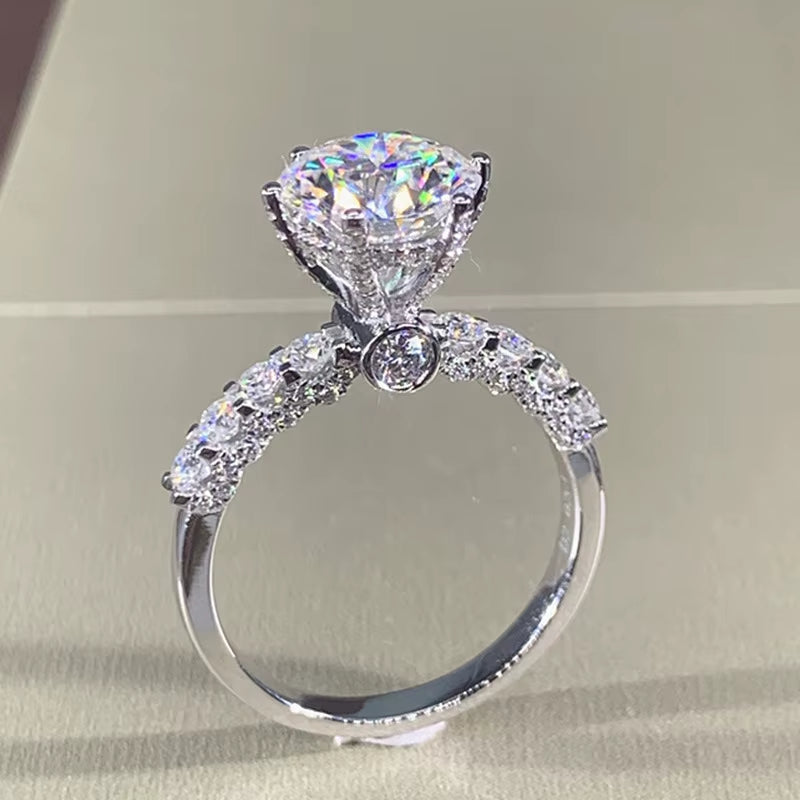 Platinum-plated Crystal Ring Women's Jewelry Wedding Diamond Ring