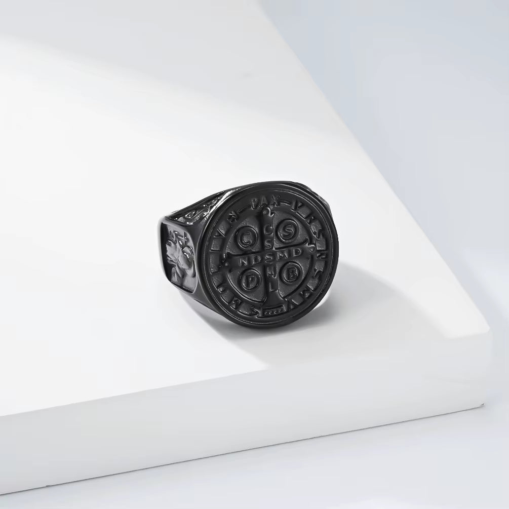 Saint Benedict Exorcism Amulet Men Rings Stainless Steel Women Jewelry Punk Rock Cool Stuff Fashion Accessories Gift