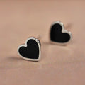 Sterling Silver Black Drip Heart Stud Earrings for Women and Men Punk Jewely