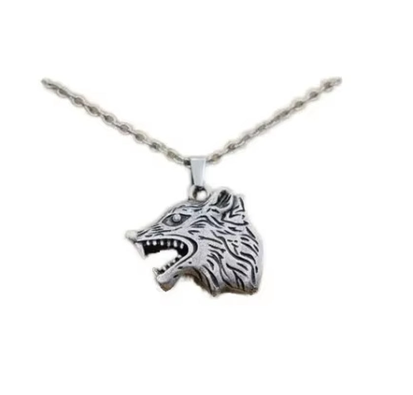 Vintage Norse Vikings Wolf Pendant Necklace Women's Punk Lucky Charm Animal Jewelry Rope Chain Zinc Alloy