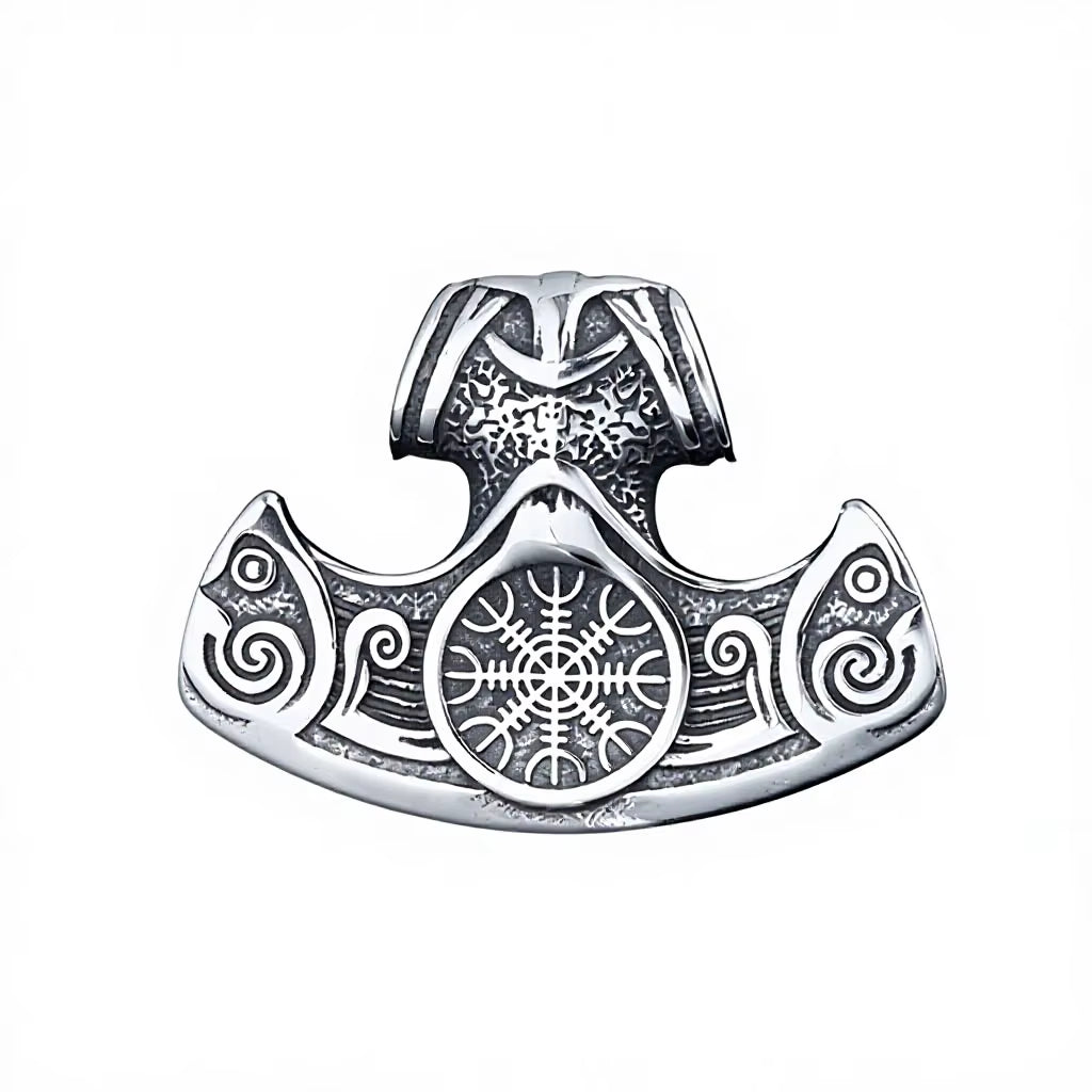 Viking Series Thor's Hammer Stainless Steel Pendant Vintage Nordic Trendy Bamboo Chain