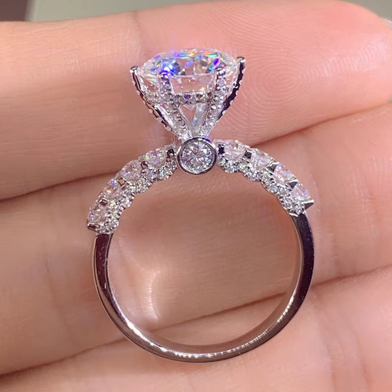Platinum-plated Crystal Ring Women's Jewelry Wedding Diamond Ring
