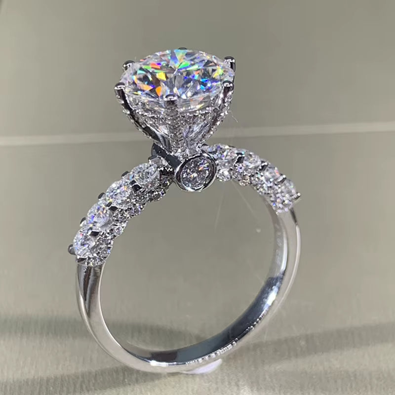 Platinum-plated Crystal Ring Women's Jewelry Wedding Diamond Ring