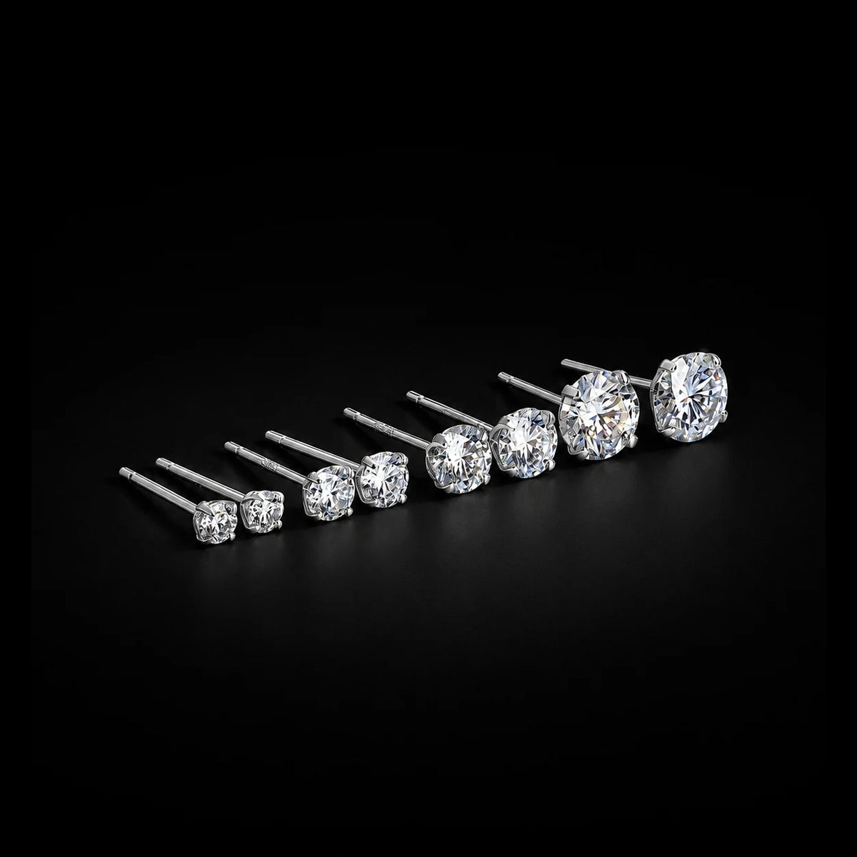 Moissanite Earrings 3mm 4mm 5mm 6.5mm Solitaire Gemstone Earrings Fine 925 Sterling Silver Stud Earrings
