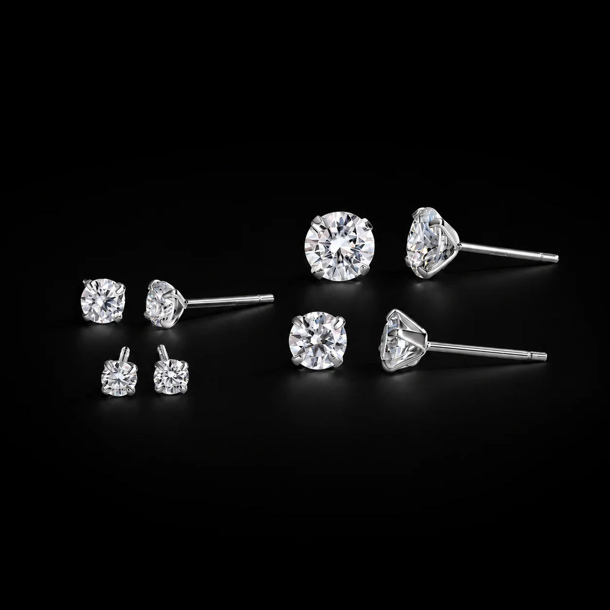 Moissanite Earrings 3mm 4mm 5mm 6.5mm Solitaire Gemstone Earrings Fine 925 Sterling Silver Stud Earrings