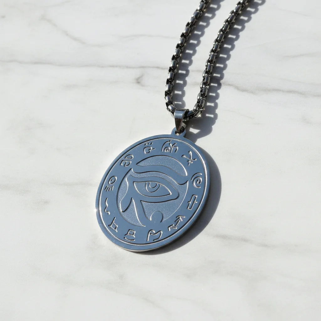 Egyptian Eye Ra Horus Udjat Pendant Necklace Talisman Wicca Amulet Viking Stainless Steel Engagement Wedding Party