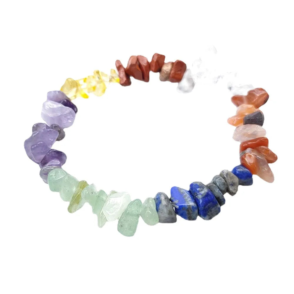 Hot Cross-Border Sale Multicolor Stretch Bracelet Natural Crystal Gemstone Carved Irregular Pink Crystal Amethyst