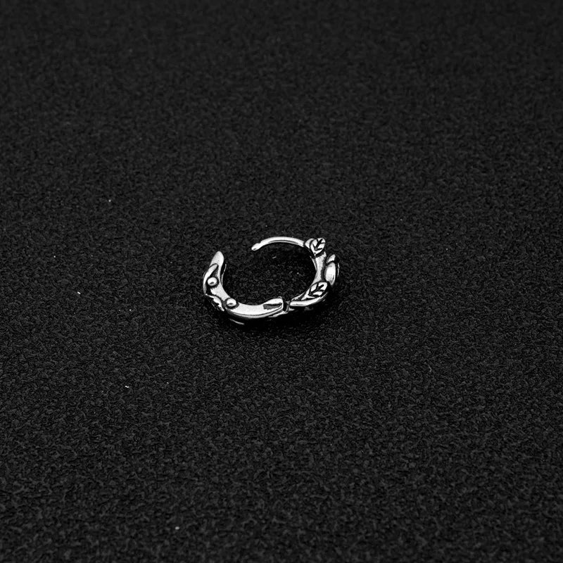Retro Rose Titanium Steel Punk Earrings Hip Hop Trend Couple Fashion Dark Wind Style for Men and Women