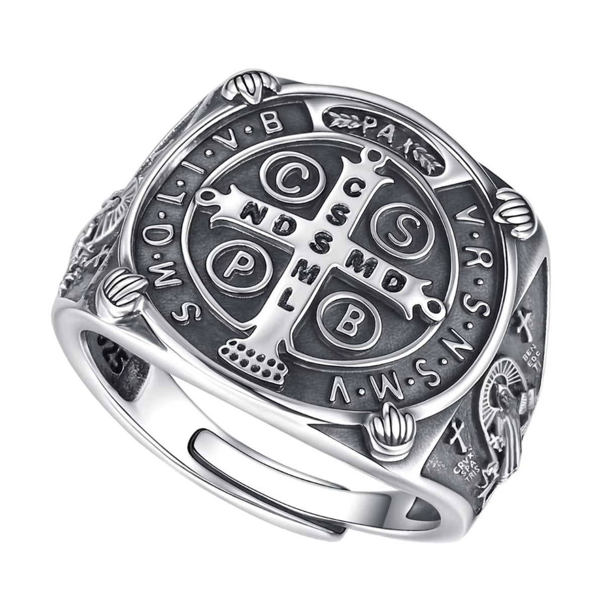 Saint Benedict Exorcism Amulet Men Rings Stainless Steel Women Jewelry Punk Rock Cool Stuff Fashion Accessories Gift